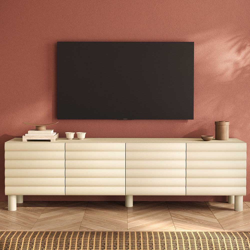 Aldria Wooden TV Stand with 4 Doors in Talco