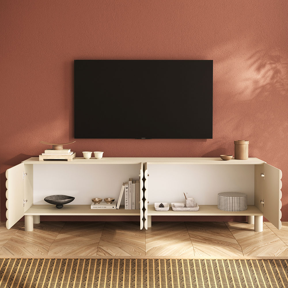 Aldria Wooden TV Stand with 4 Doors in Talco