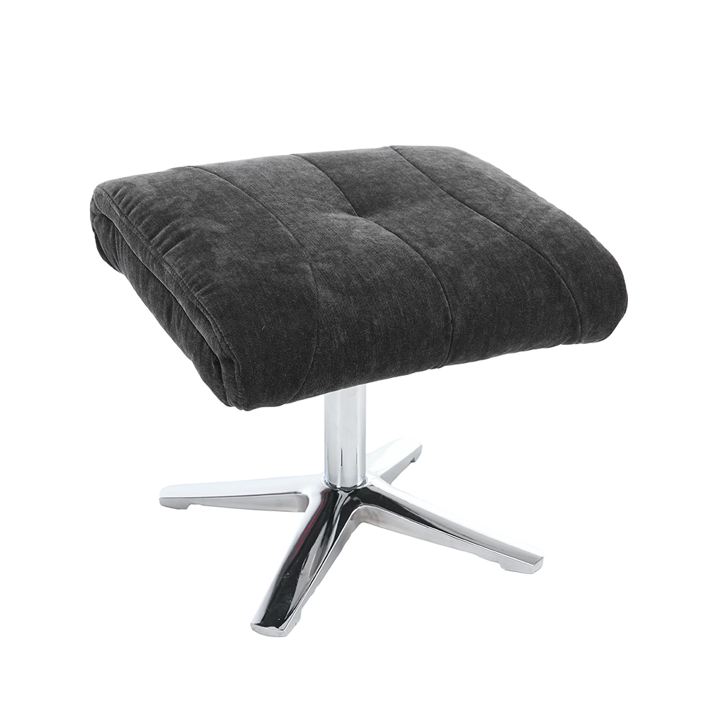 Aldrich Fabric Swivel Recliner Chair with Footstool in Black