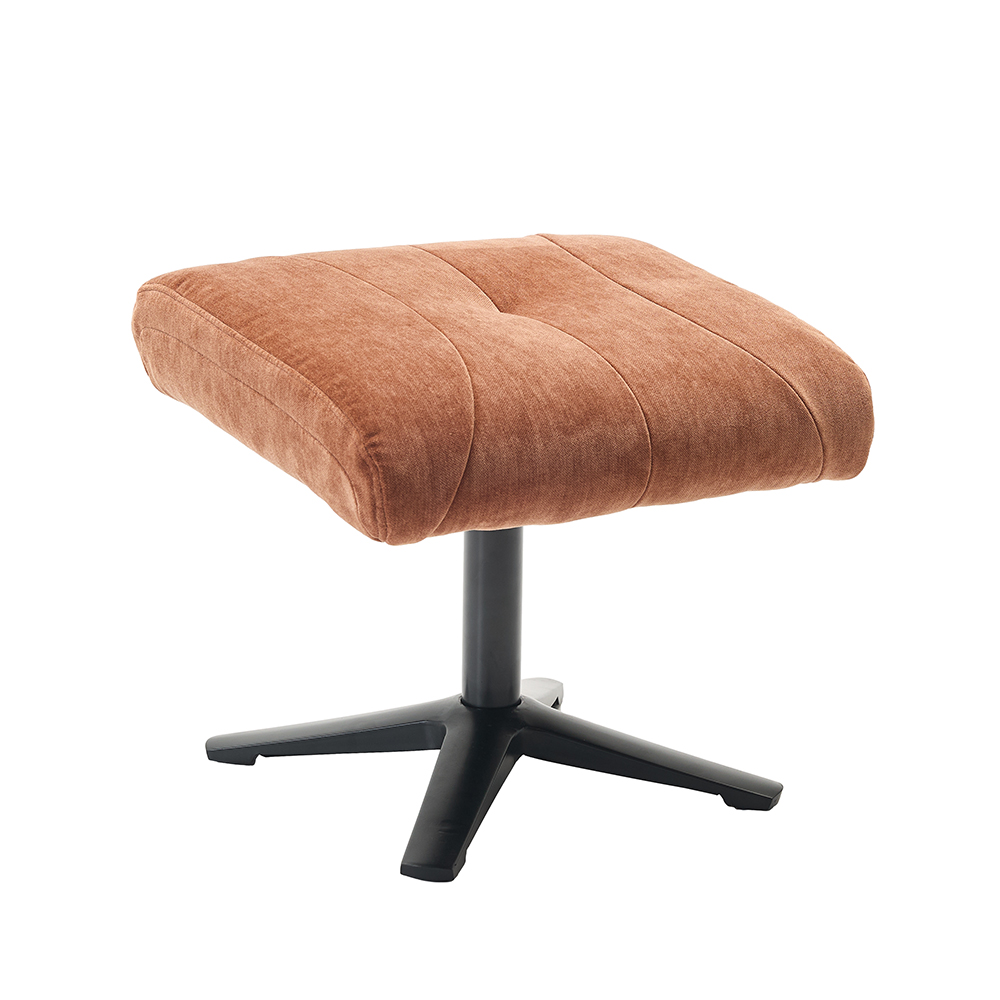 Aldrich Fabric Swivel Recliner Chair with Footstool in Caramel