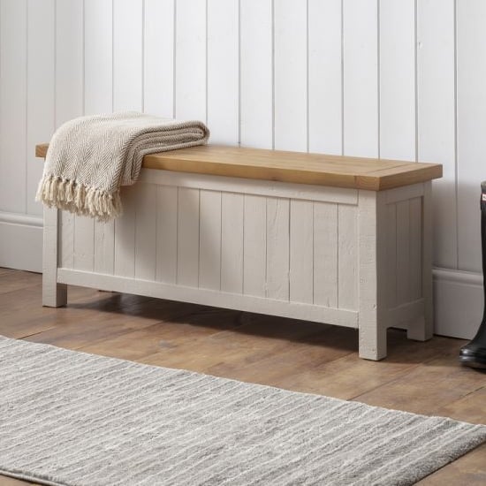 Read more about Aafje wooden storage bench in grey wash