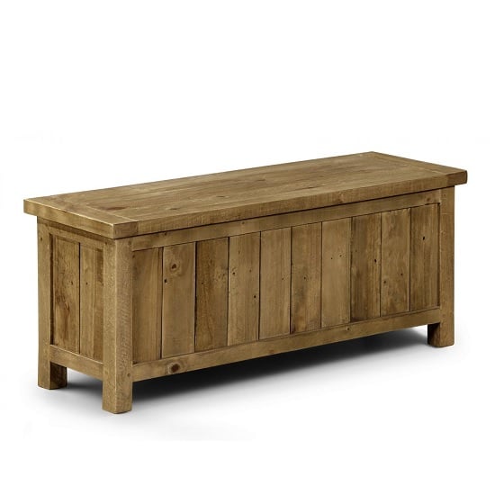 Product photograph of Aafje Wooden Storage Bench In Rough Sawn Pine from Furniture in Fashion