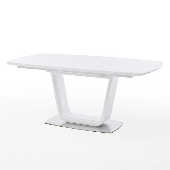 Product photograph of Alecta Glass Extendable Dining Table In White With Steel Base from Furniture in Fashion