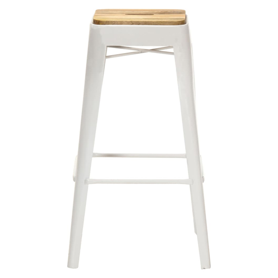 Aleen Set Of 4 Wooden Bar Stools With White Frame In Brown_2