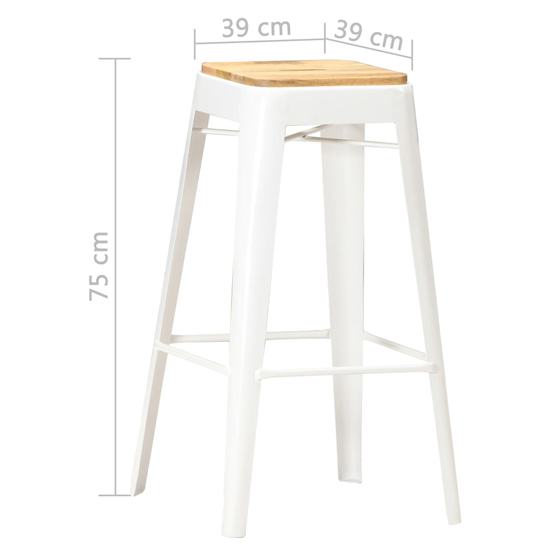 Aleen Set Of 4 Wooden Bar Stools With White Frame In Brown_3