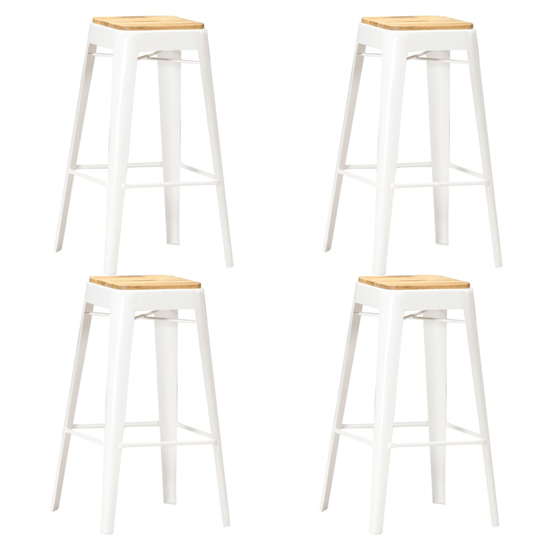 Read more about Aleen set of 4 wooden bar stools with white frame in brown