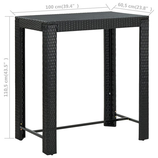 Aleka Outdoor Poly Rattan Bar Table With 4 Stools In Black_5