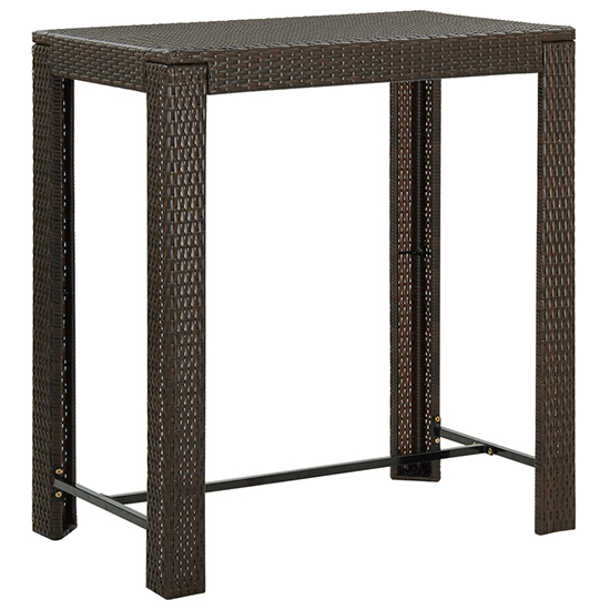 Aleka Outdoor Poly Rattan Bar Table With 4 Stools In Brown_3