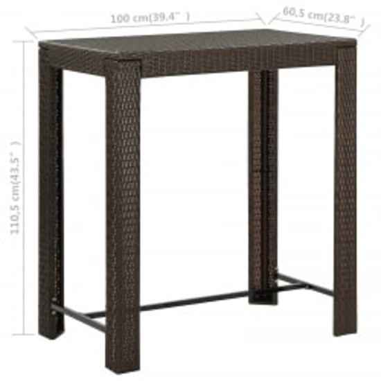 Aleka Outdoor Poly Rattan Bar Table With 4 Stools In Brown