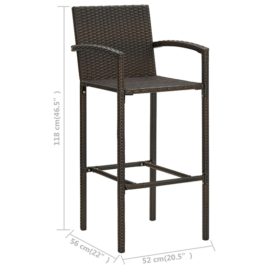 Aleka Outdoor Poly Rattan Bar Table With 4 Stools In Brown_6