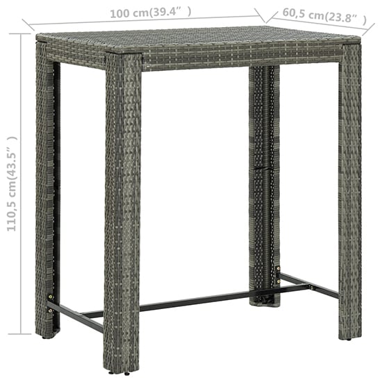 Aleka Outdoor Poly Rattan Bar Table With 4 Stools In Grey_5