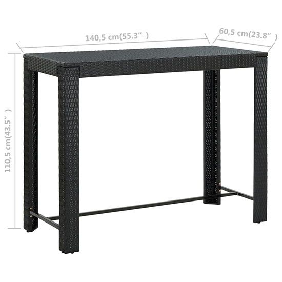 Aleka Outdoor Poly Rattan Bar Table With 6 Stools In Black_5