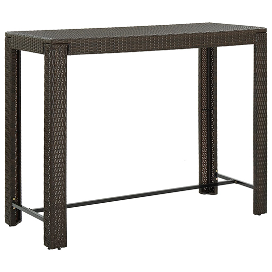 Aleka Outdoor Poly Rattan Bar Table With 6 Stools In Brown_3