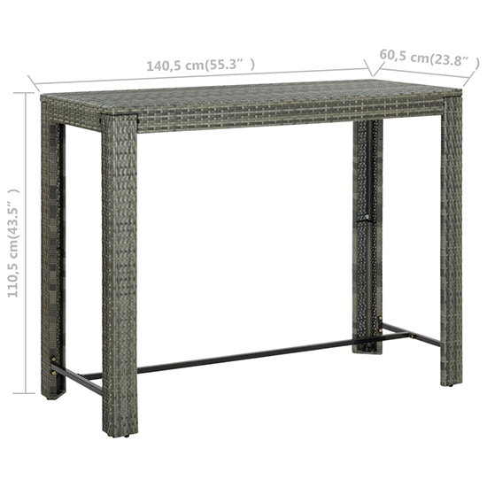 Aleka Outdoor Poly Rattan Bar Table With 6 Stools In Grey_5