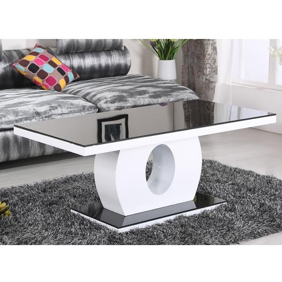 Read more about Eira black glass coffee table rectangular with white gloss base