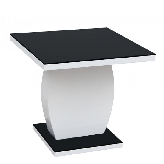 Read more about Eira black glass lamp table rectangular with white gloss base
