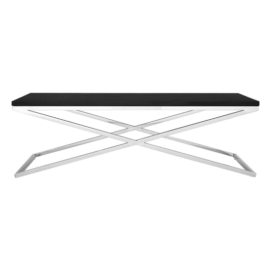 Alena Wooden Leather Effect Coffee Table In Black