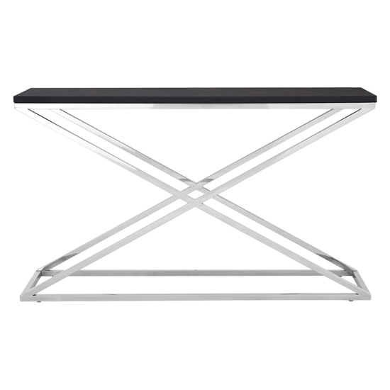 Alena Wooden Leather Effect Console Table In Black