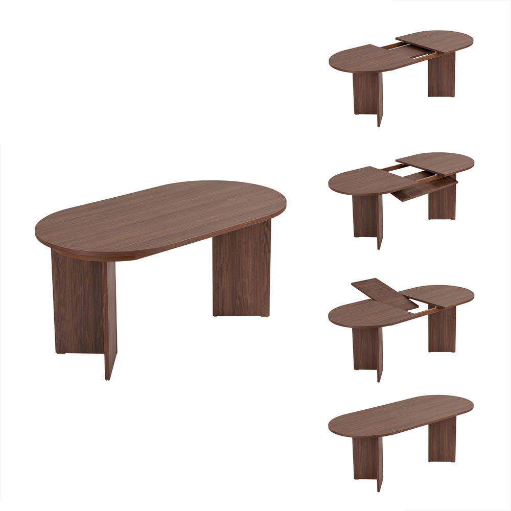 Aleria Wooden Extending Dining Table with 4 Chairs in Walnut and White