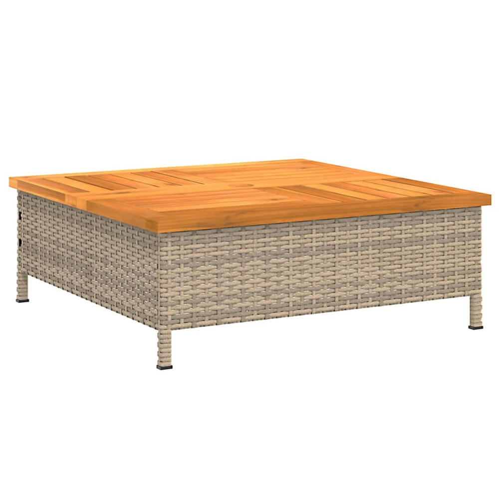 Aleris Garden Brown Acacia Wood Top Coffee Table with Beige Rattan Base