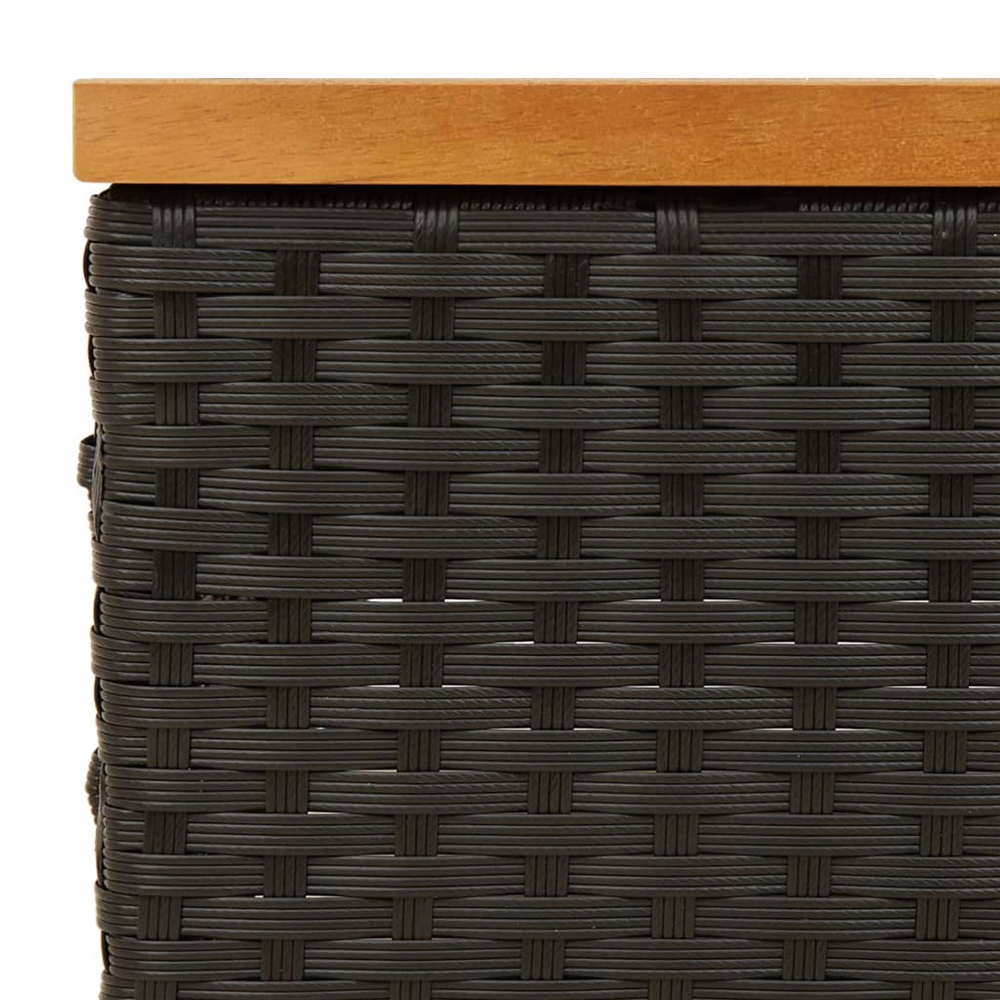 Aleris Garden Brown Acacia Wood Top Coffee Table with Black Rattan Base