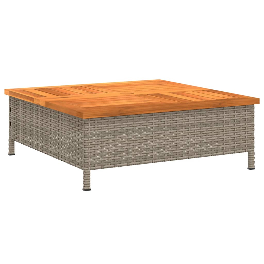 Aleris Garden Brown Acacia Wood Top Coffee Table with Grey Rattan Base