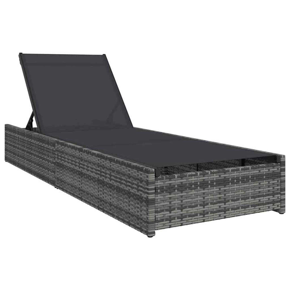 Aleris Garden Poly Rattan Reclining Sun Lounger in Grey