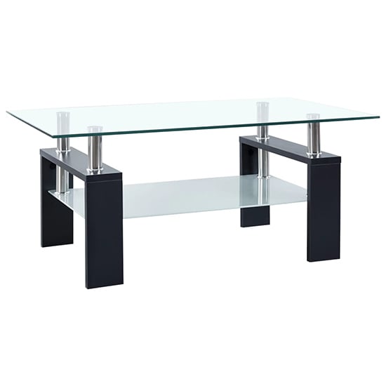 Read more about Aleron clear glass coffee table with black wooden legs