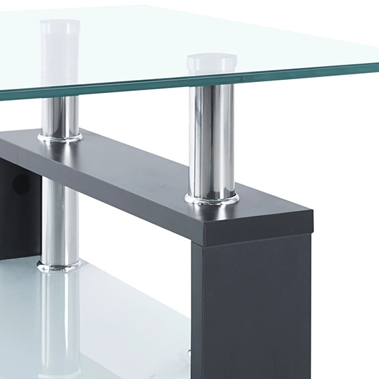 Aleron Clear Glass Coffee Table With Grey Wooden Legs