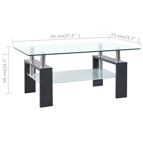 Aleron Clear Glass Coffee Table With Grey Wooden Legs