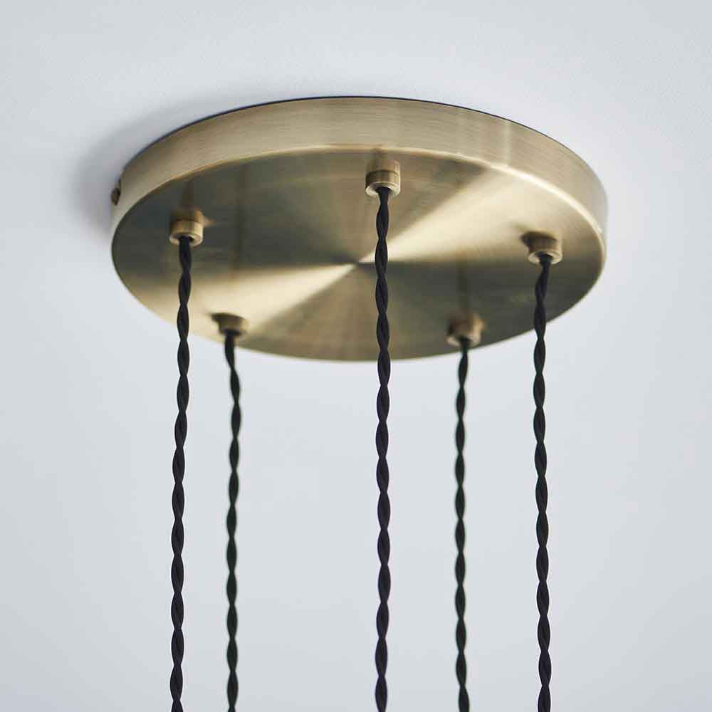 Alessa Metal 5 Ceiling Cascade Pendant Light in Antique Brass