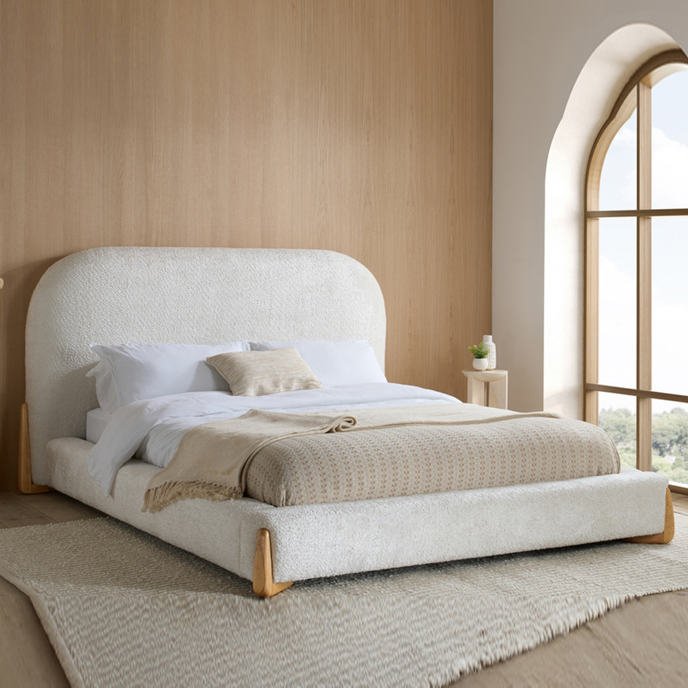 Alessia Fabric Double Bed in White
