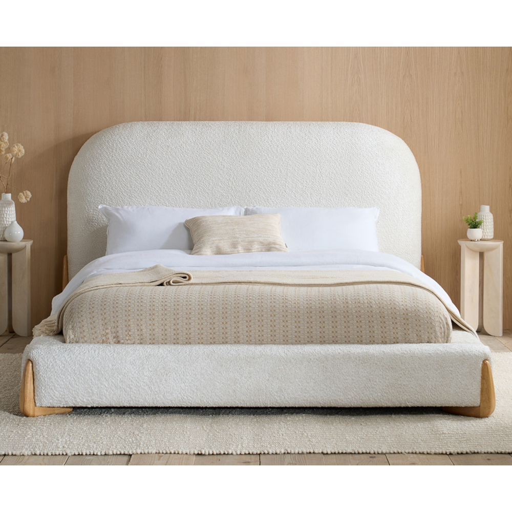 Alessia Fabric Double Bed in White