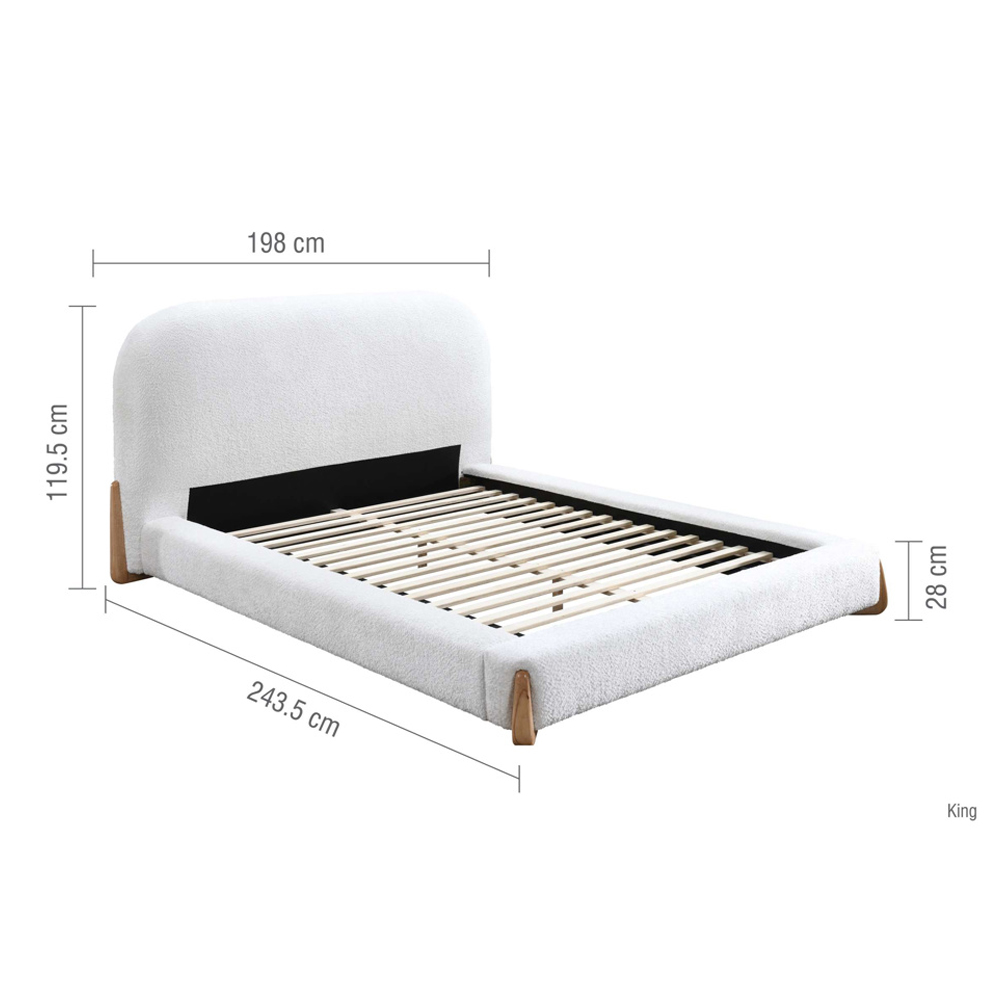 Alessia Fabric King Size Bed in White