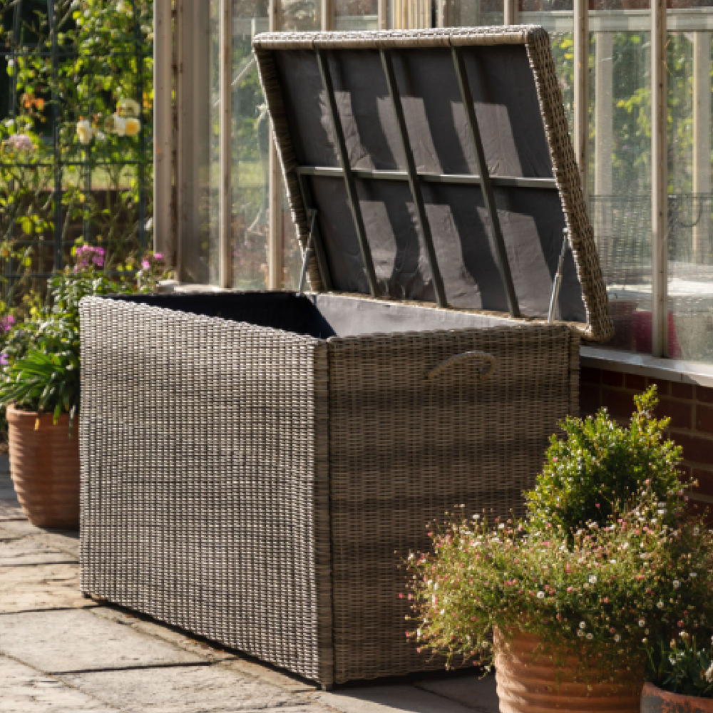 Alesund Outdoor Rattan Storage Box In Grey