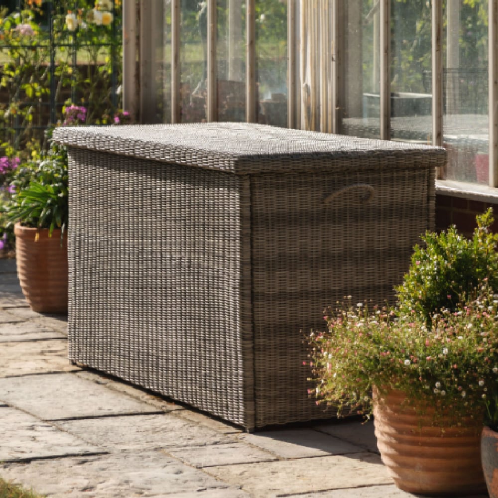 Alesund Outdoor Rattan Storage Box In Grey