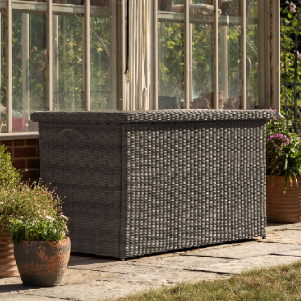 Alesund Outdoor Rattan Storage Box In Slate
