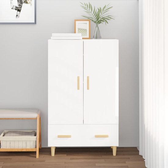 Aleta High Gloss Highboard With 2 Doors 1 Drawer In White