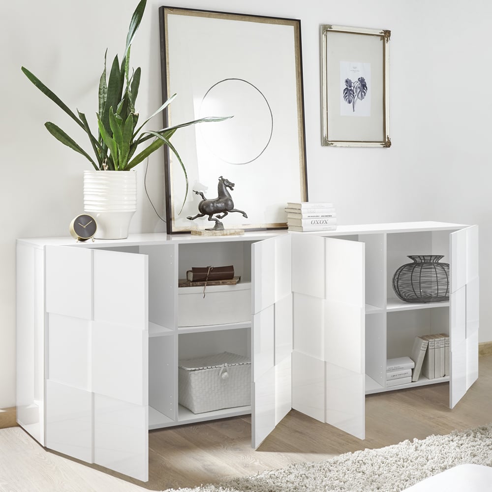 Aleta High Gloss Sideboard With 4 Doors In White