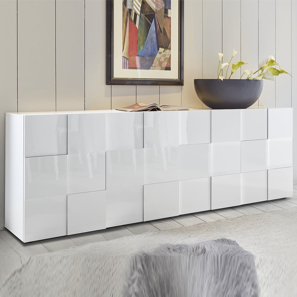 Aleta High Gloss Sideboard With 4 Doors In White