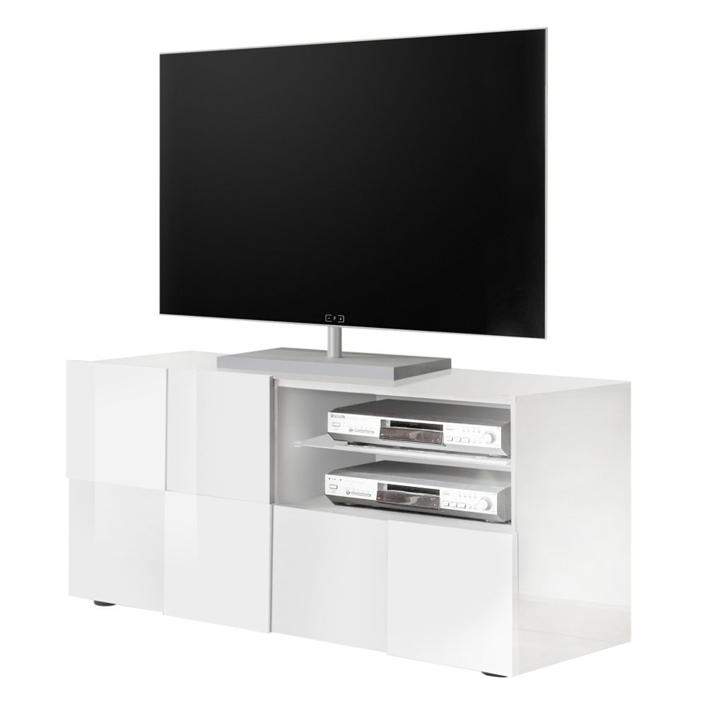 Aleta High Gloss TV Stand With 1 Door 1 Drawer In White
