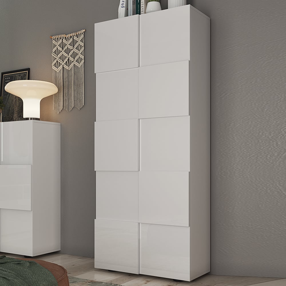 Product photograph of Aleta High Gloss Wardrobe With 2 Doors In White from Furniture in Fashion