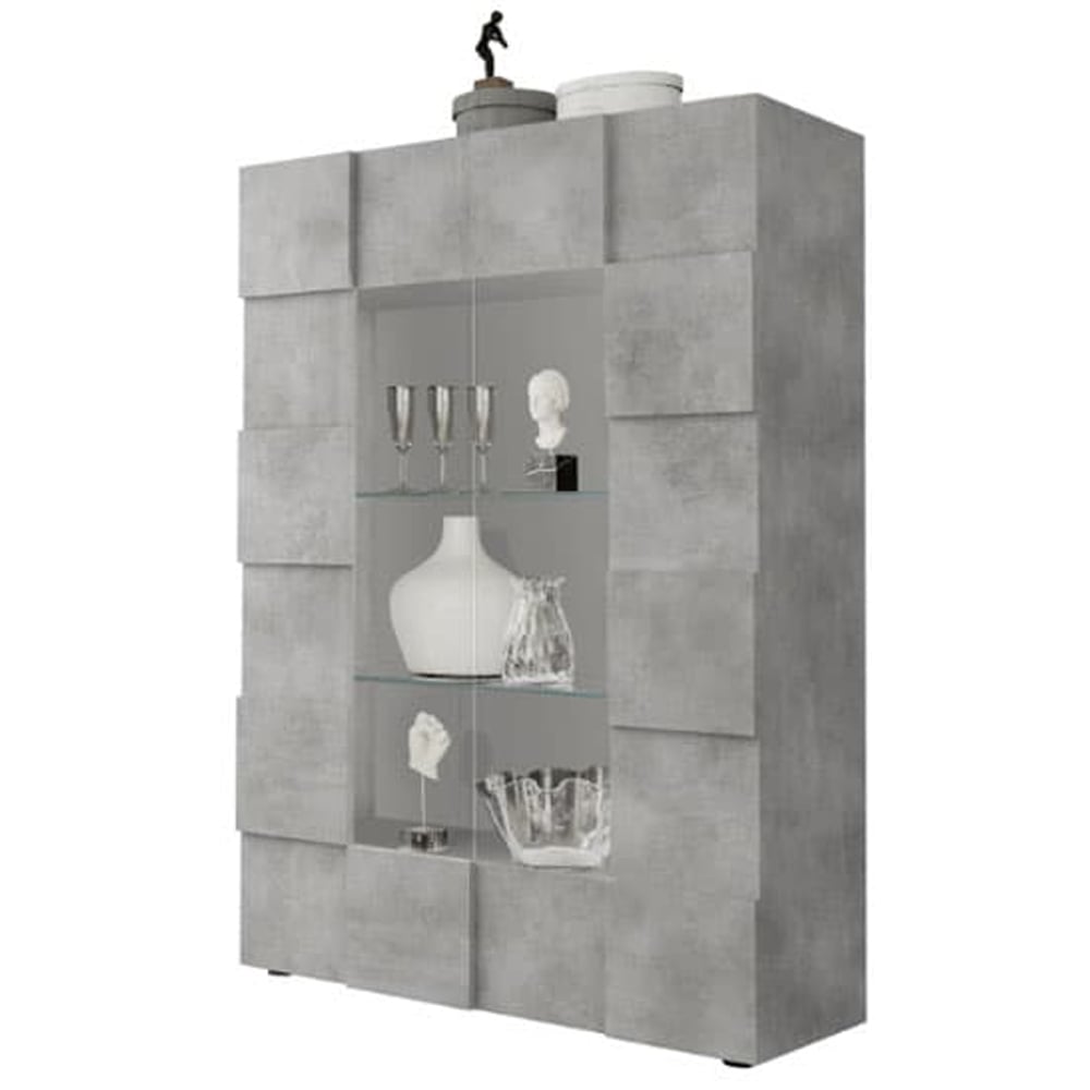 Aleta Wooden Display Cabinet With 2 Doors In Concrete