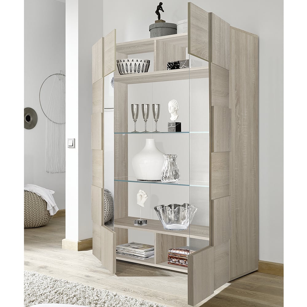 Aleta Wooden Display Cabinet With 2 Doors In Sonoma Oak