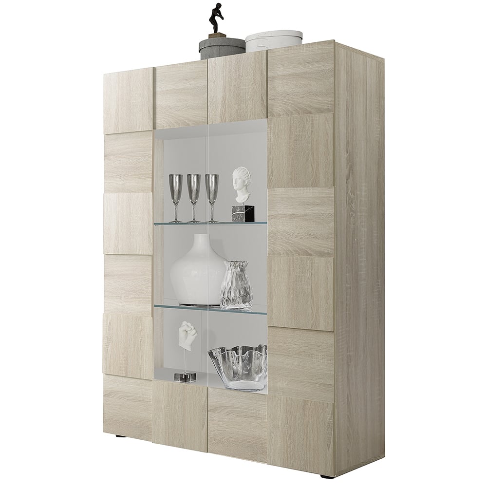 Aleta Wooden Display Cabinet With 2 Doors In Sonoma Oak