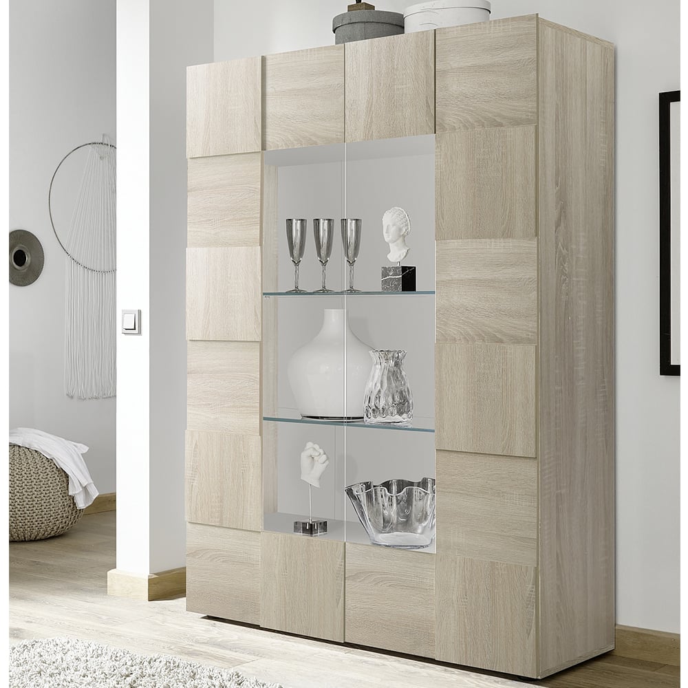 Aleta Wooden Display Cabinet With 2 Doors In Sonoma Oak