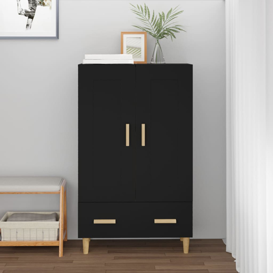 Product photograph of Aleta Wooden Highboard With 2 Doors 1 Drawer In Black from Furniture in Fashion