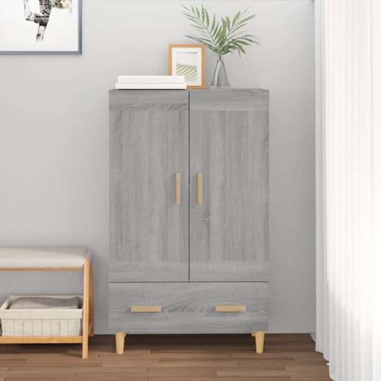 Photo of Aleta wooden highboard with 2 doors 1 drawer in grey sonoma oak