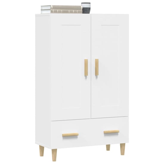 Aleta Wooden Highboard With 2 Doors 1 Drawer In White