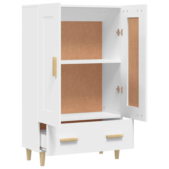 Aleta Wooden Highboard With 2 Doors 1 Drawer In White